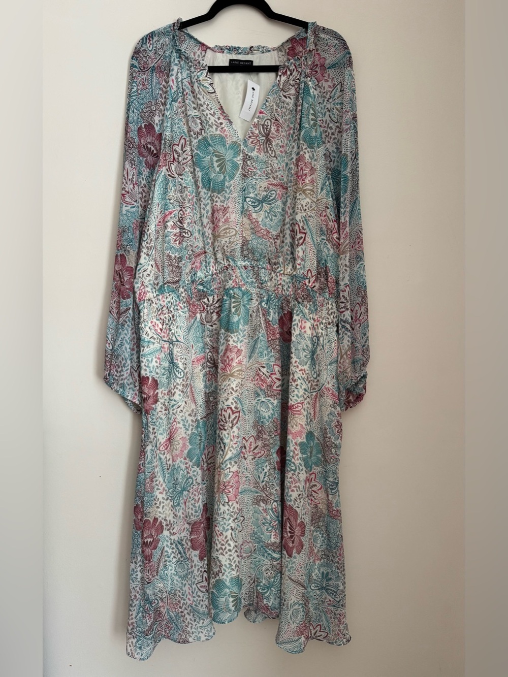 Lane Bryant Ruffle Detail Fit & Flare Midi Dress Women’s Size 24 NWT Floral - Picture 3 of 9